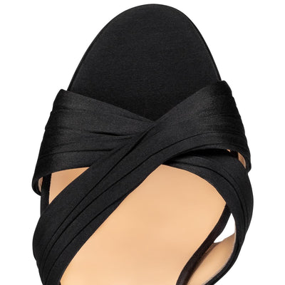 Nicol Is Back Crepe Satin 85mm Sandals - Black