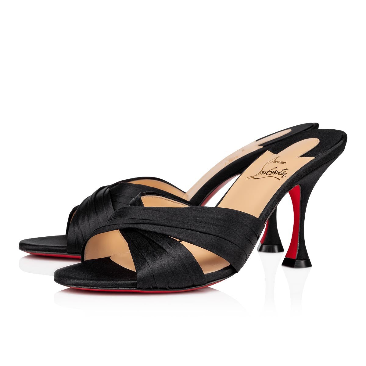 Nicol Is Back Crepe Satin 85mm Sandals - Black