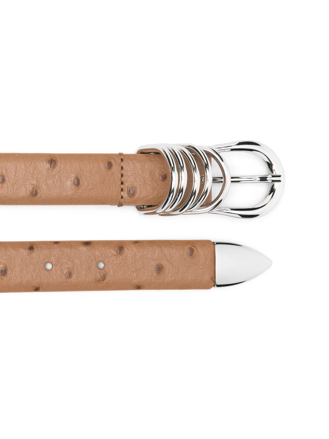 Hollyhock Ostrich Belt  - Camel