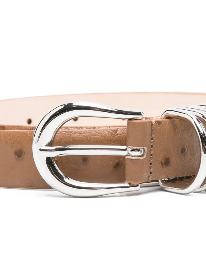 Hollyhock Ostrich Belt  - Camel