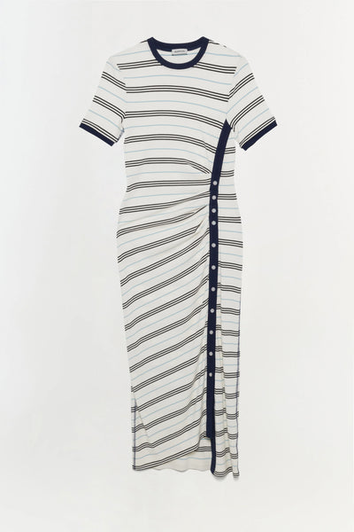 Shanna Midi Dress - White Midi Stripe
