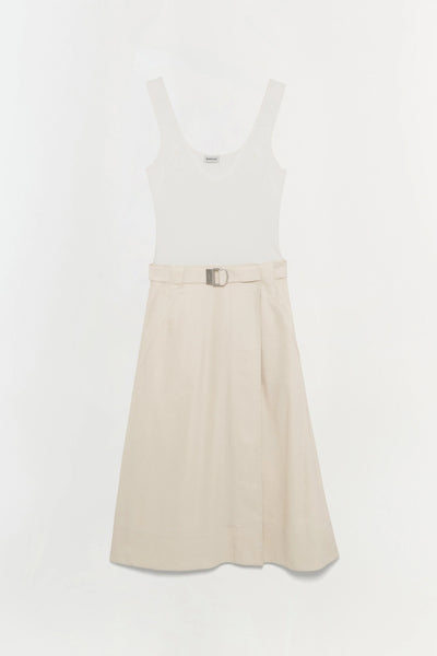 Camden Knit Linen Midi Dress - White Multi