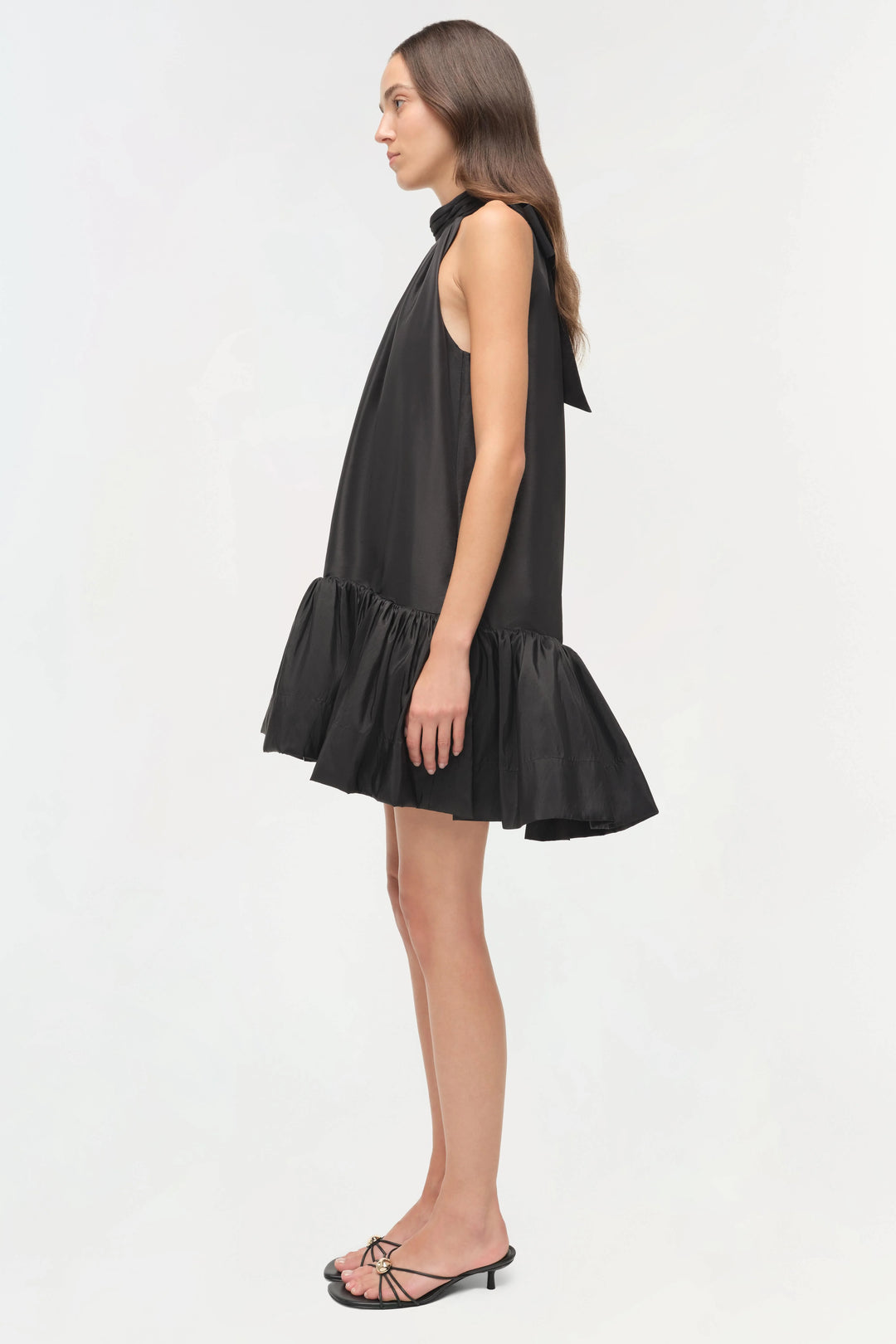 Hope Taffeta Bow Tie Mini Dress - Black