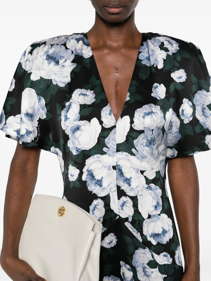 Envers V-neck floral midi dress - Black Multi