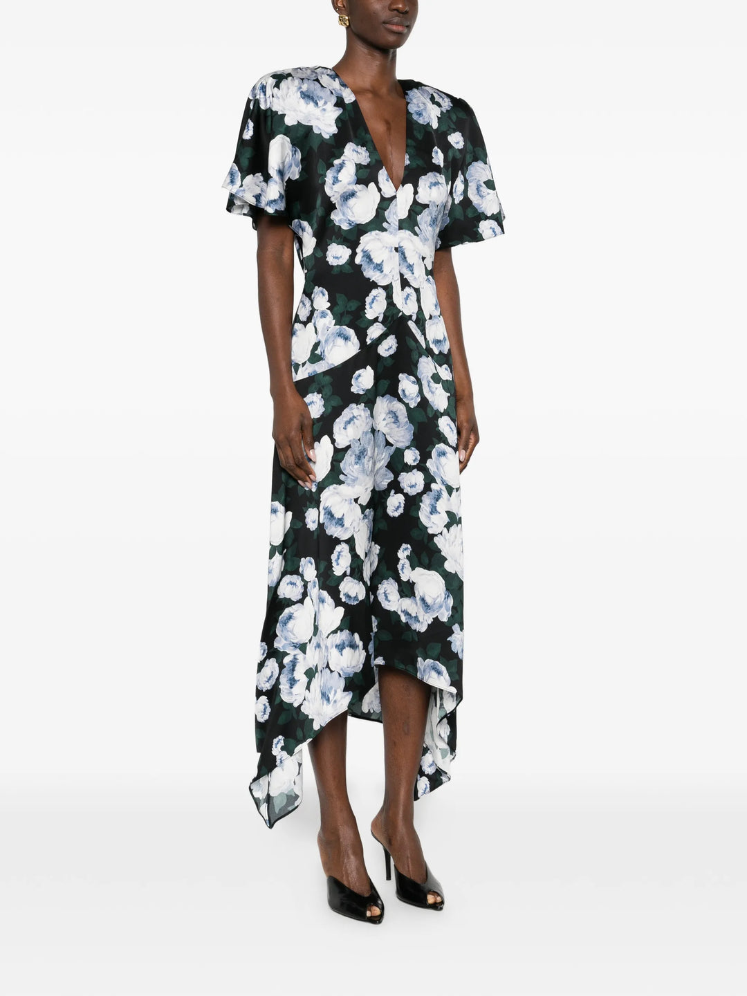 Envers V-neck floral midi dress - Black Multi