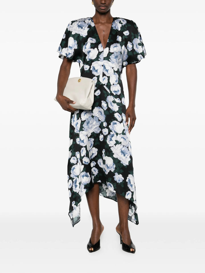 Envers V-neck floral midi dress - Black Multi
