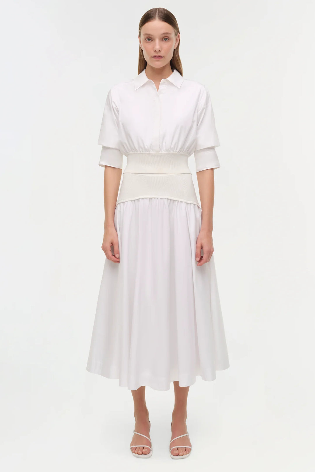 Ovie Knit Cotton Midi Skirt - White