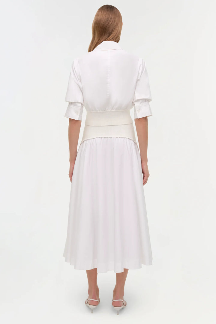 Ovie Knit Cotton Midi Skirt - White