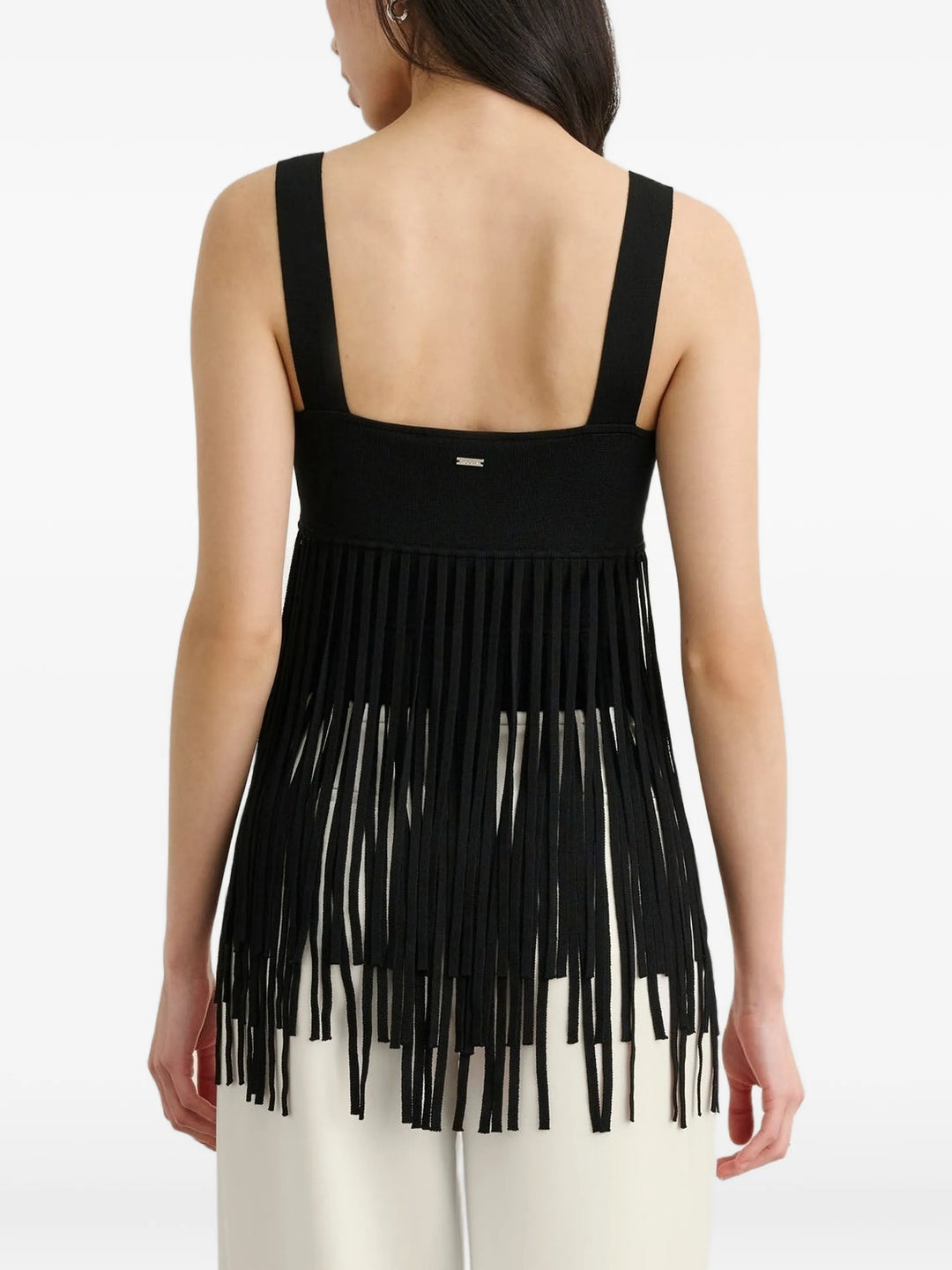 Amaris Tank  with Fringe - Black