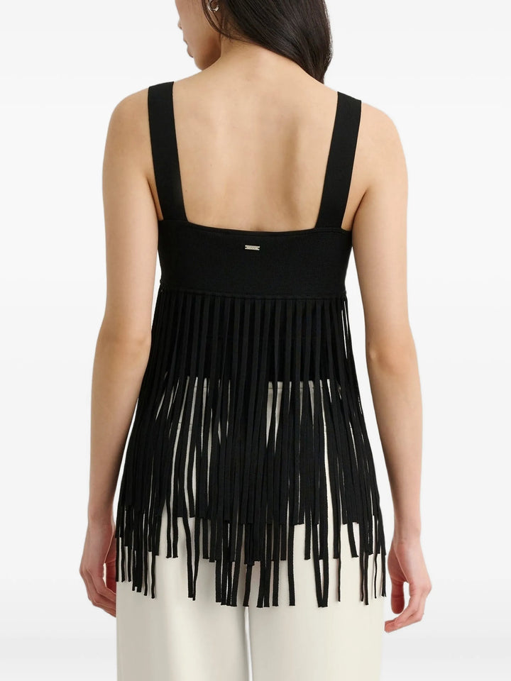 Amaris Tank  with Fringe - Black