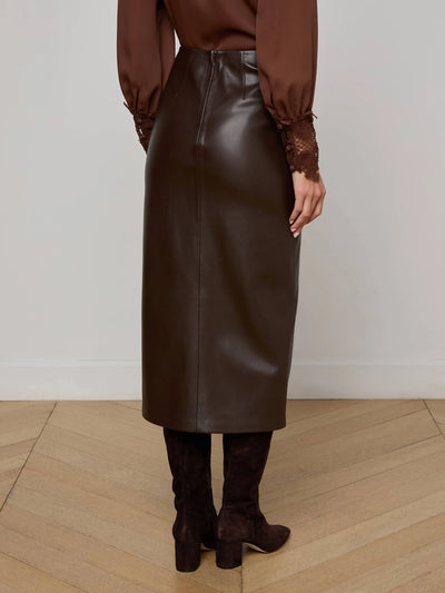 Lilou Vegan Leather Skirt - Coffee Bean
