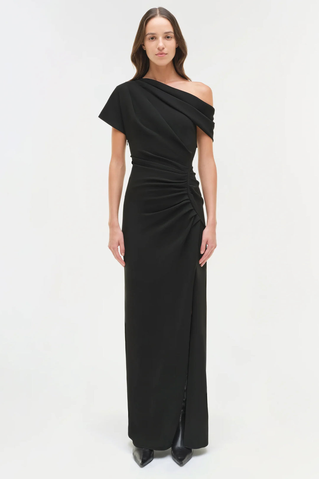 Kally Draped Midi Dress - Black