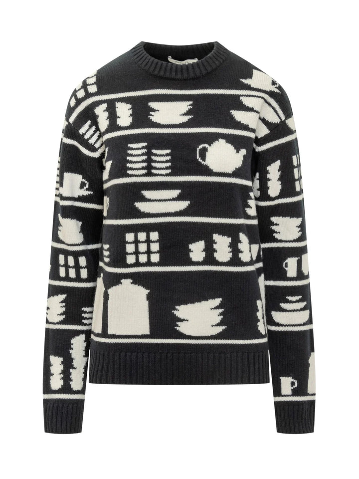 Crockery Jacquard Jumper - Black/White