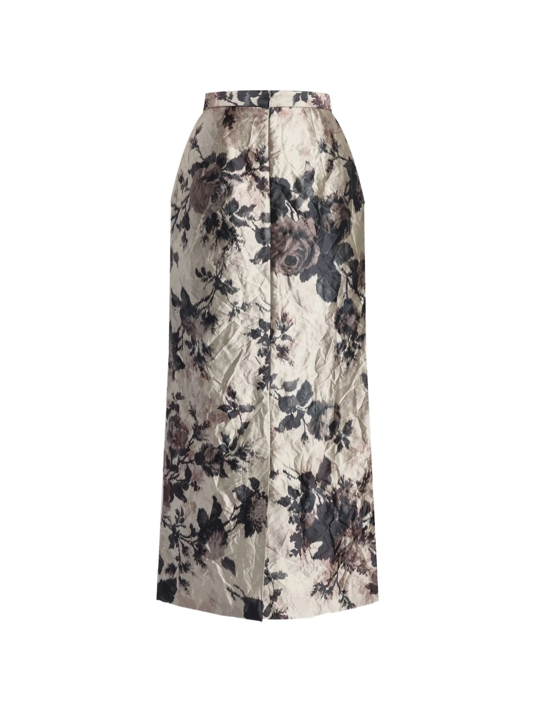 Floral-print crinkled midi skirt - Gray