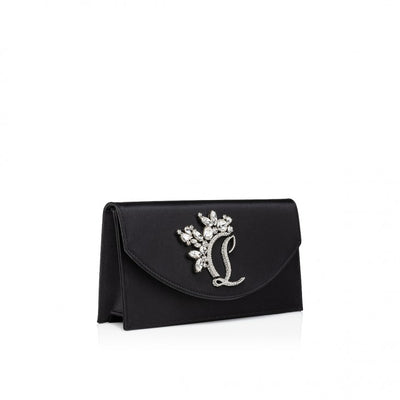 Loubi54 Crepe satin and Strass Queeny Clutch - Black