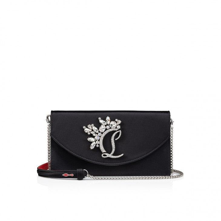 Loubi54 Crepe satin and Strass Queeny Clutch - Black