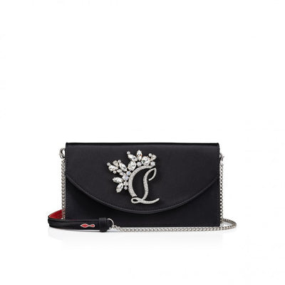 Loubi54 Crepe satin and Strass Queeny Clutch - Black