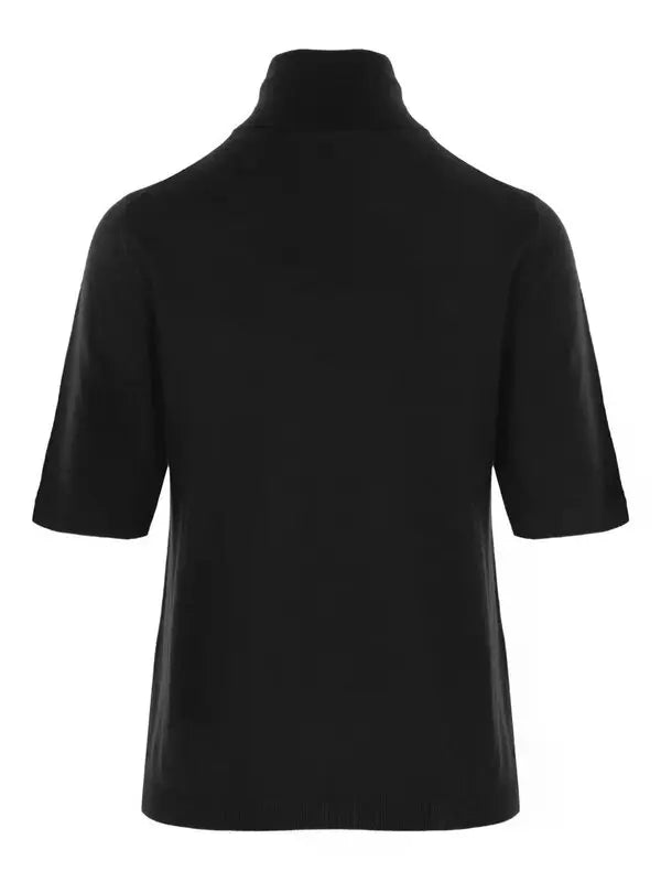 Half-Sleeve Turtleneck Sweater - Black
