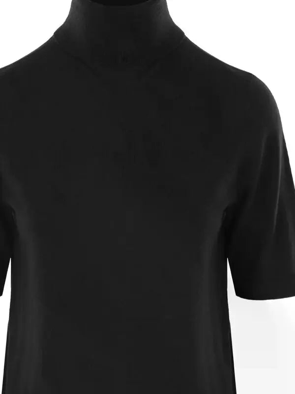 Half-Sleeve Turtleneck Sweater - Black