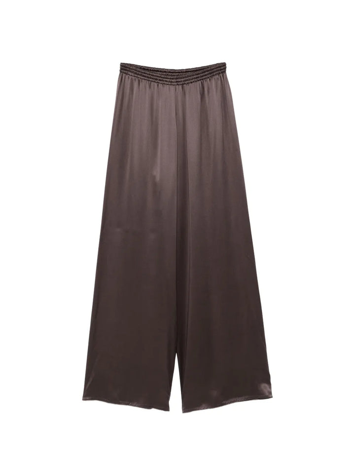 Crepe Satin Pajama Pants - Brown