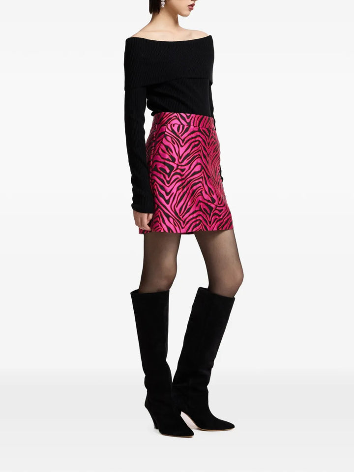 Kinley Zebra Jacquard Mini Skirt - Hot Pink