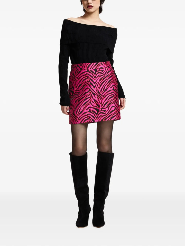 Kinley Zebra Jacquard Mini Skirt - Hot Pink
