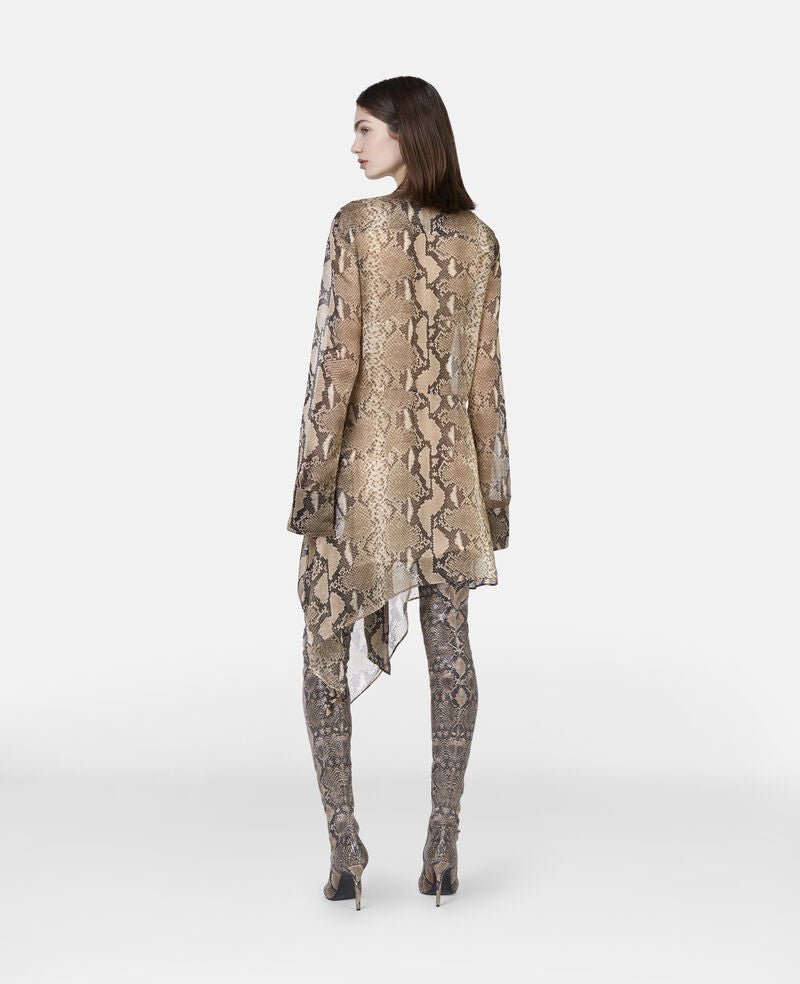 Python Print Silk Chiffon Dress - Brown Multi