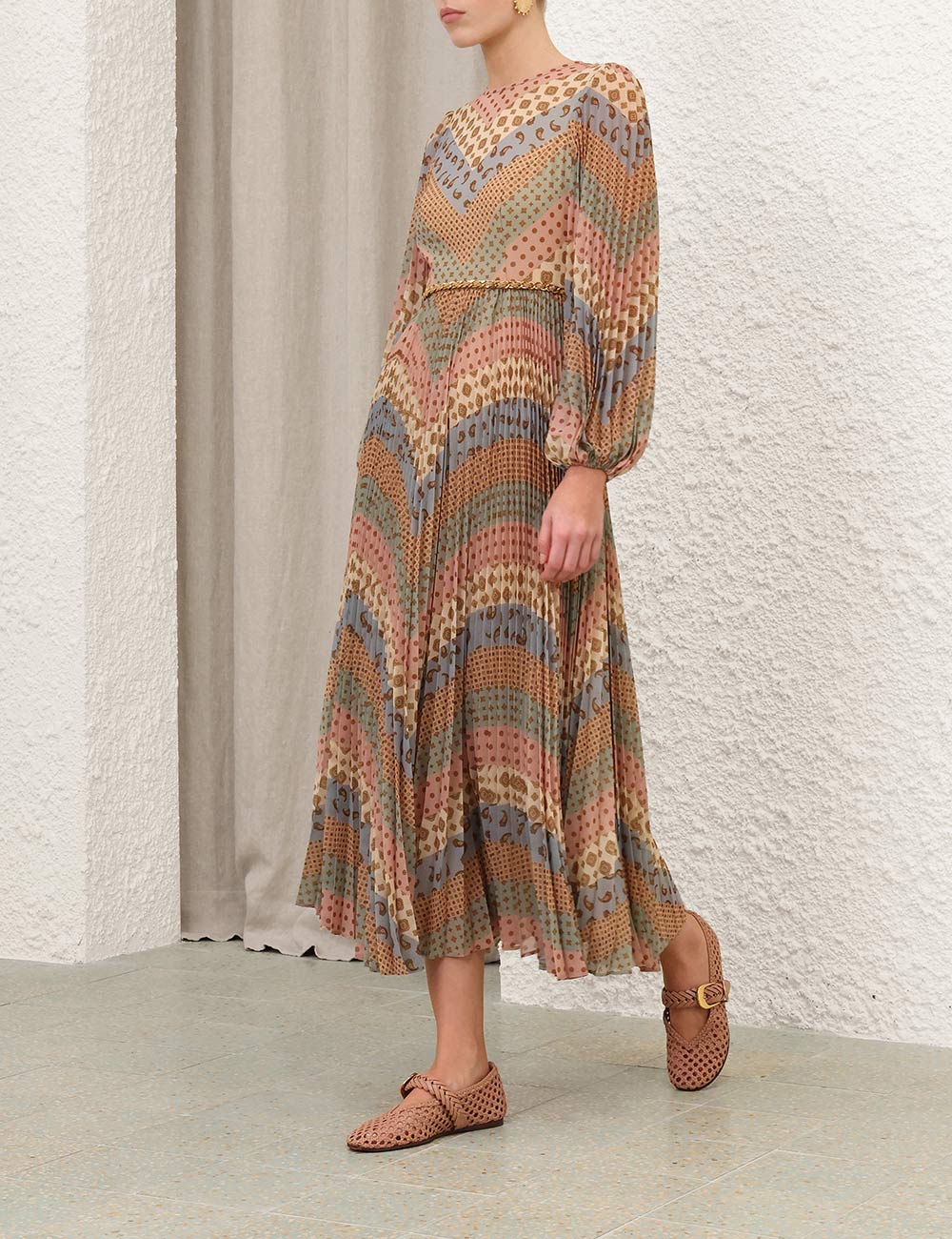 Sunray Long Sleeve Dress - Rust