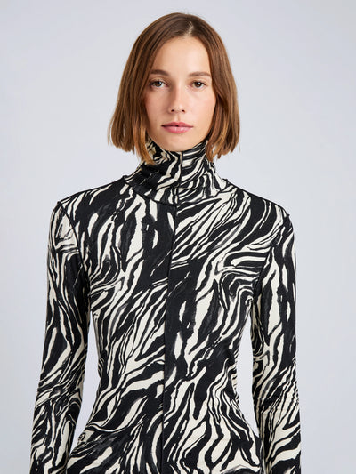 Audrey Top in Marble Jersey - Asphalt Multi
