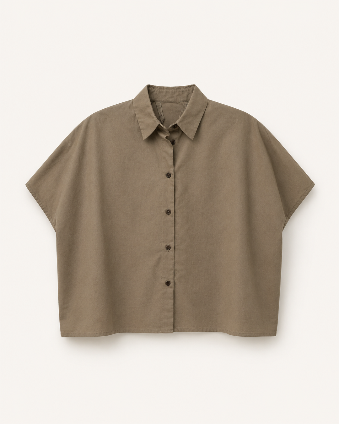 Dušan Washed Cotton Mock-Neck Top in Sand