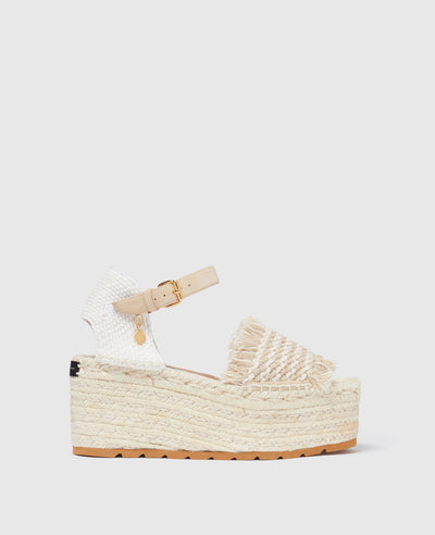 Gaia Platform Espadrille Wedges - Beige