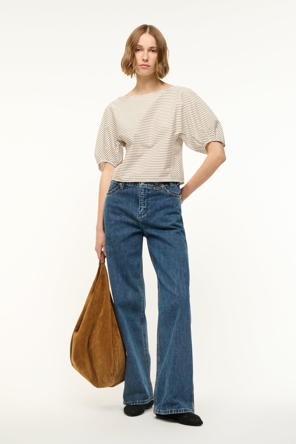 DIDI TOP - IVORY DARK OAK MICRO STRIPE