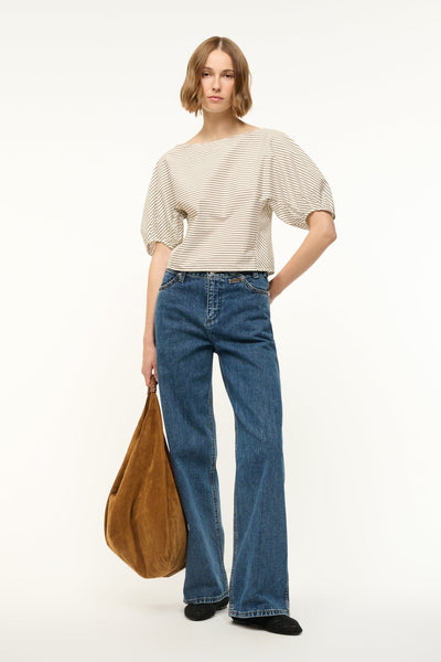 DIDI TOP - IVORY DARK OAK MICRO STRIPE