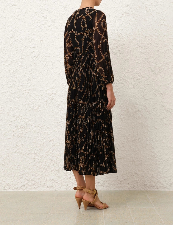Sunray Long Sleeve Dress - Black Charms