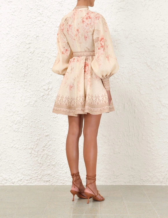 Illuminate Buttoned Mini Dress - Coral Floral