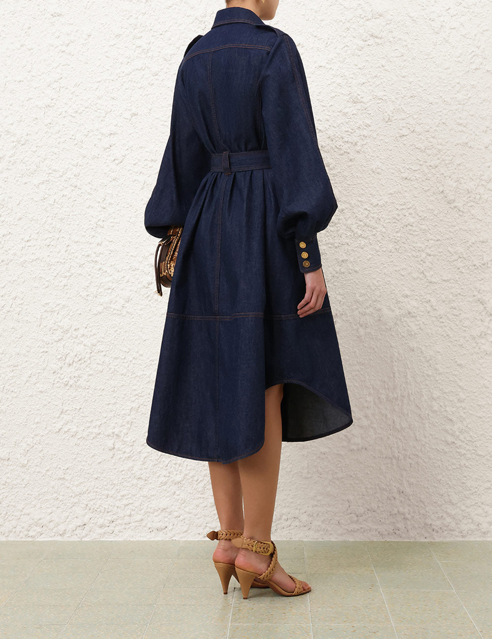 DENIM CARGO MIDI DRESS - Ink