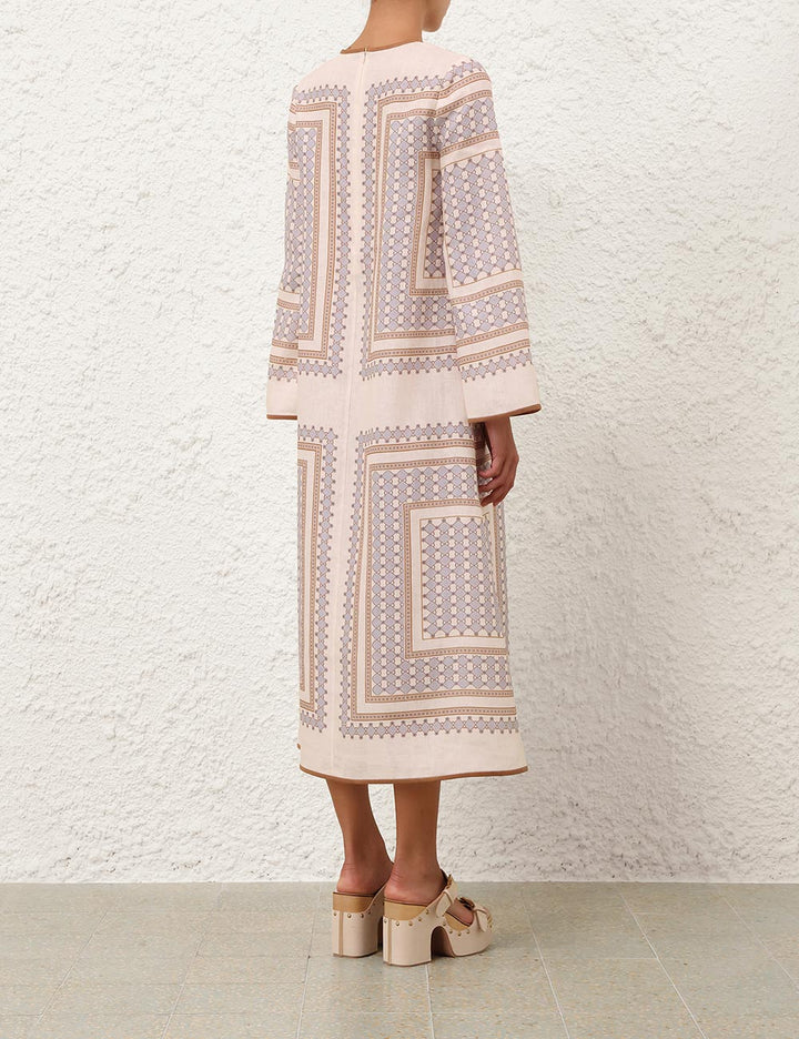 Tunic Midi Dress - Cream/Navy