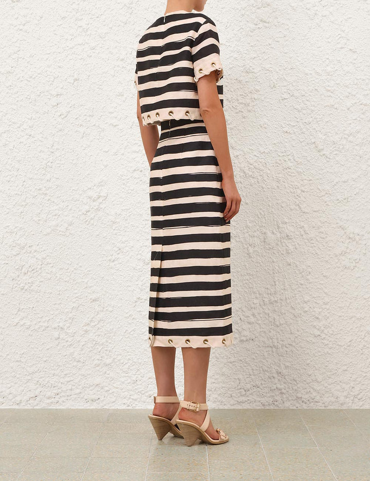 Rebellion Stripe Rope Skirt - Black Stripe