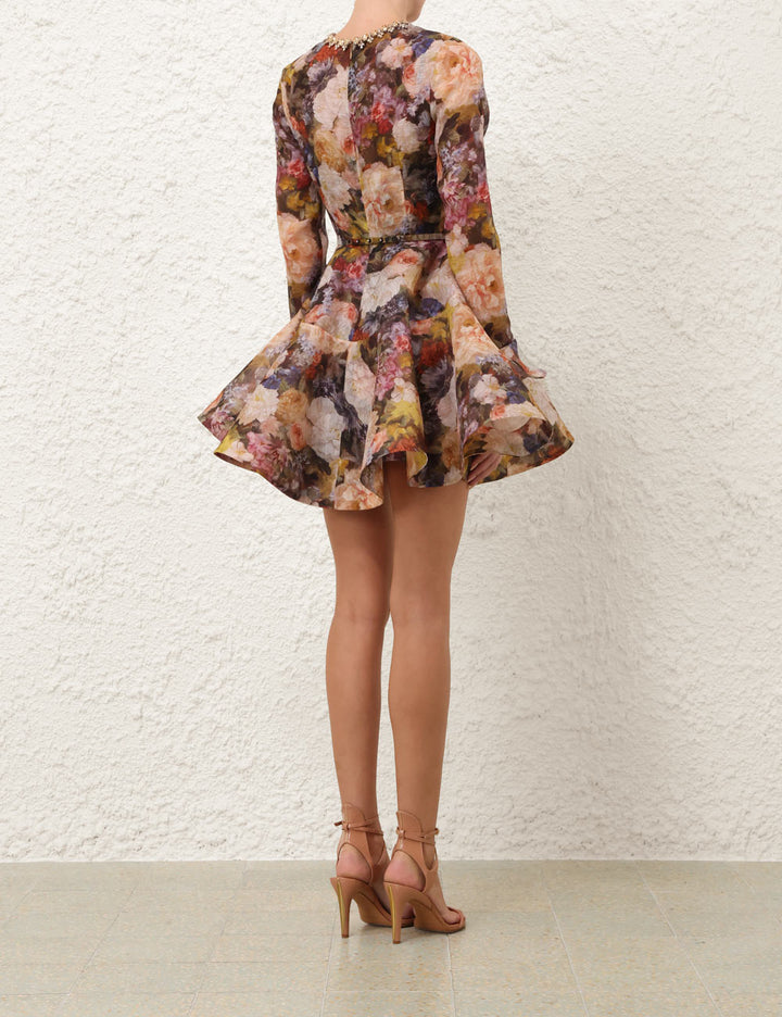 Alchemy Peplum Mini Dress - Pink Multi