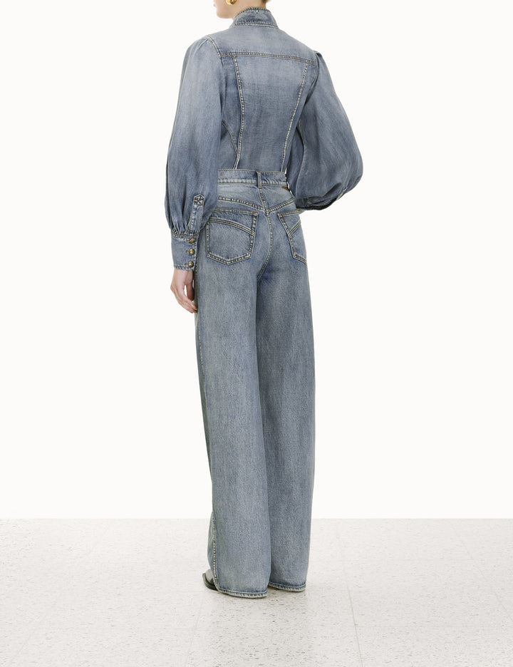 【SATIIIZ】Mele Backside Bijou Denim Pants SATIIIZ】Mele Backside Bijou Denim Pants