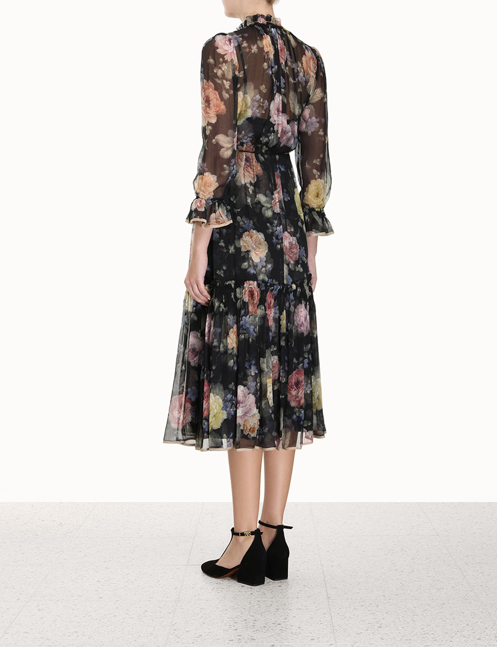 LUMINOSITY TUBULAR MIDI DRESS - Multi Floral Black