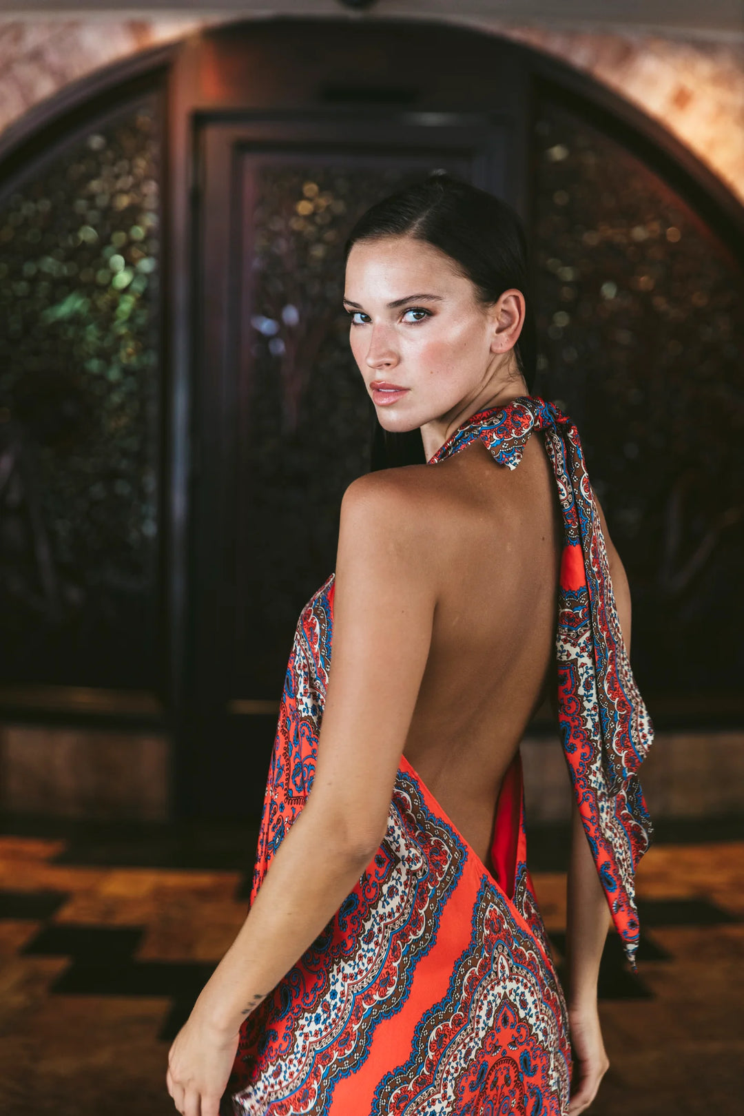 Twist Dress - Paisley Scarf Coral