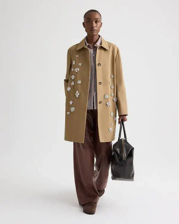 Edinburgh Trench with Crystals - Khaki Multi
