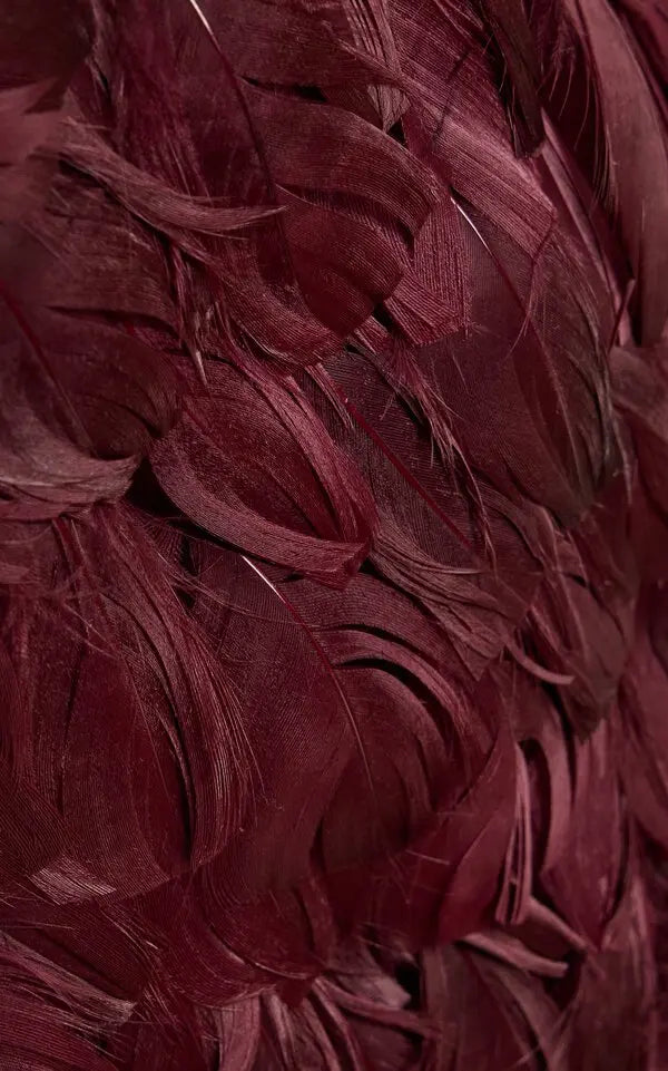 Malvina Feather Strapless Gown - Garnet