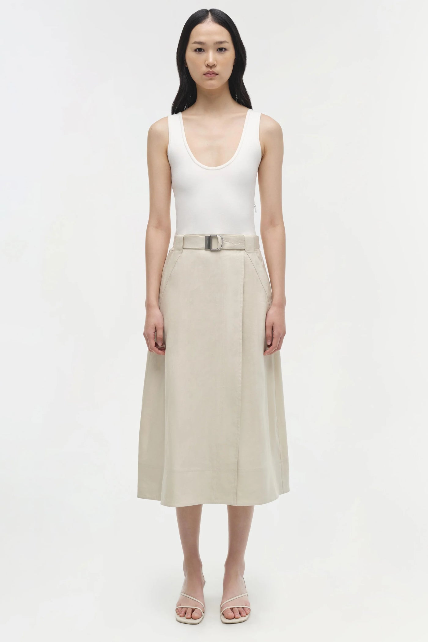 Camden Knit Linen Midi Dress - White Multi