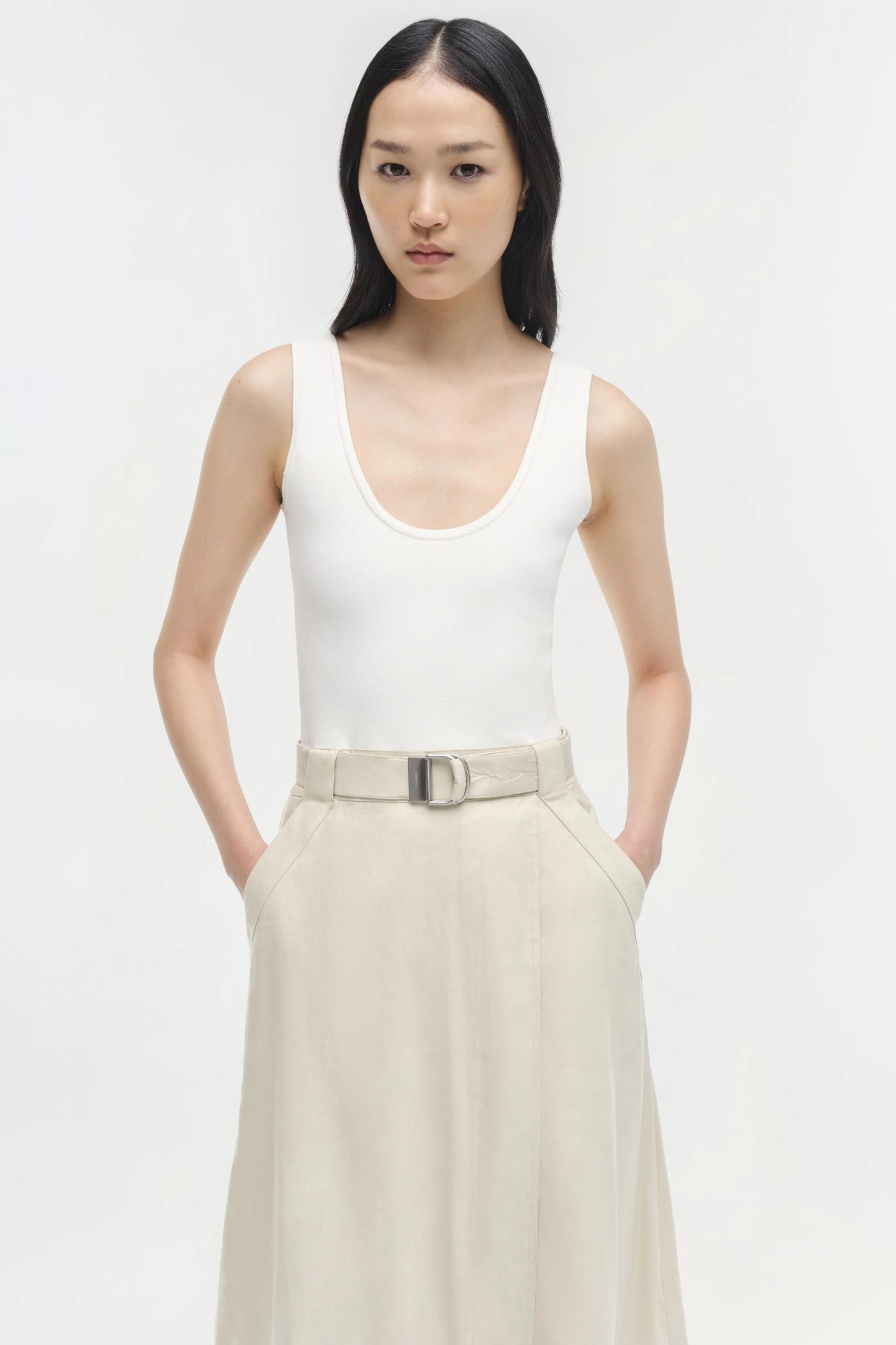 Camden Knit Linen Midi Dress - White Multi