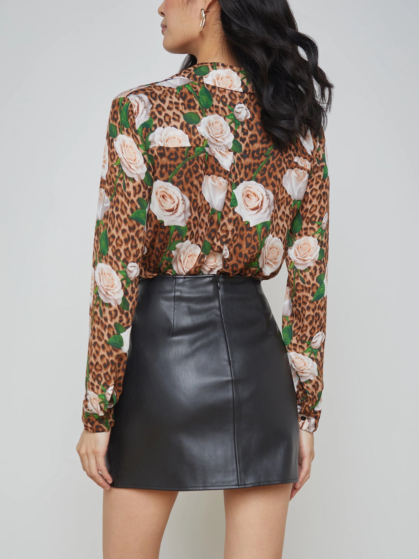 Nina Blouse - White Multi Leopard Rose