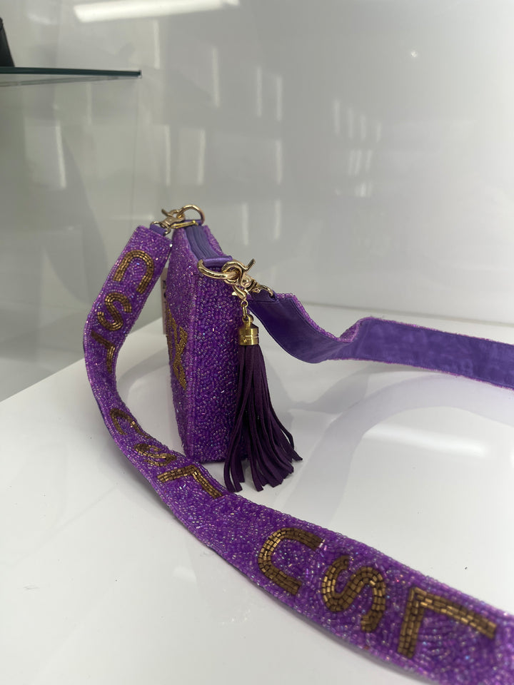 LSU Logo Beaded Handbag