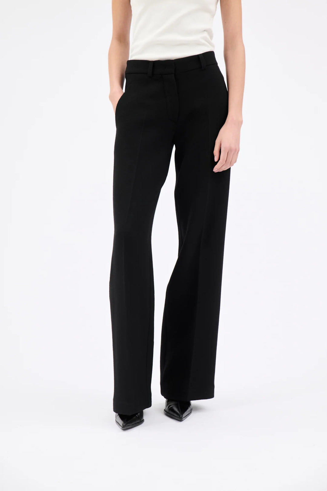 Heavy Georgette Trousers in Jet Black