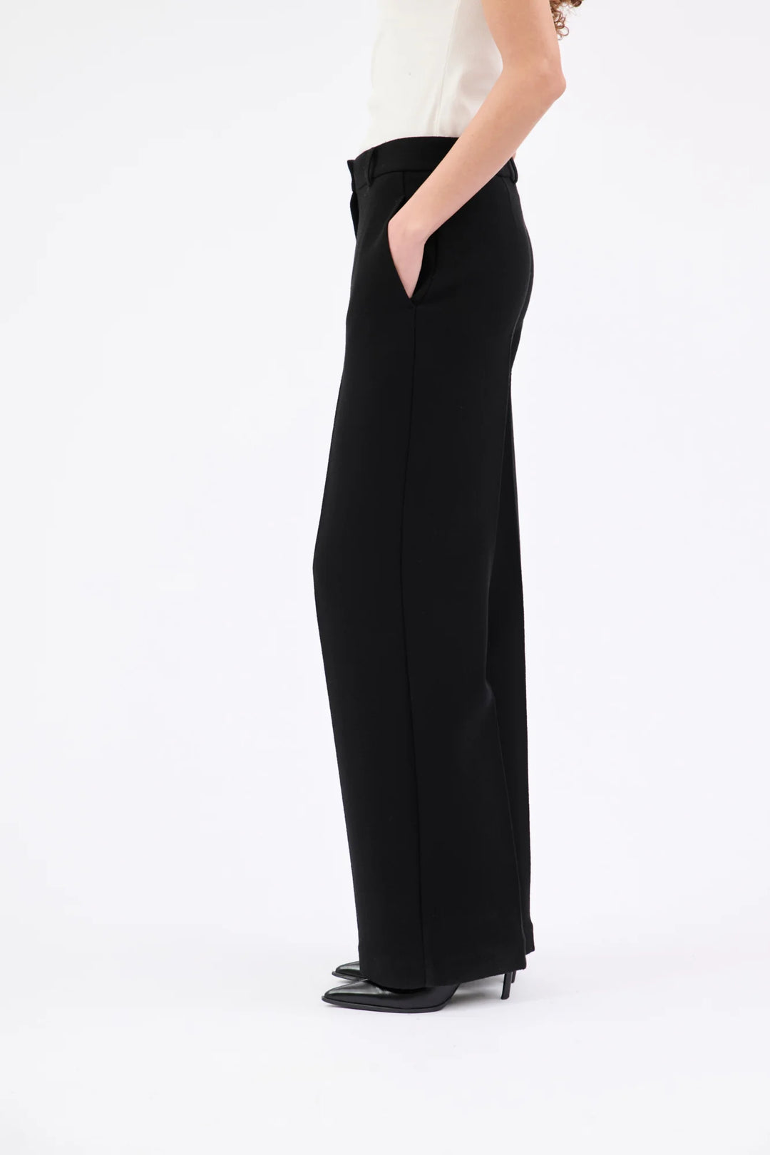 Heavy Georgette Trousers in Jet Black